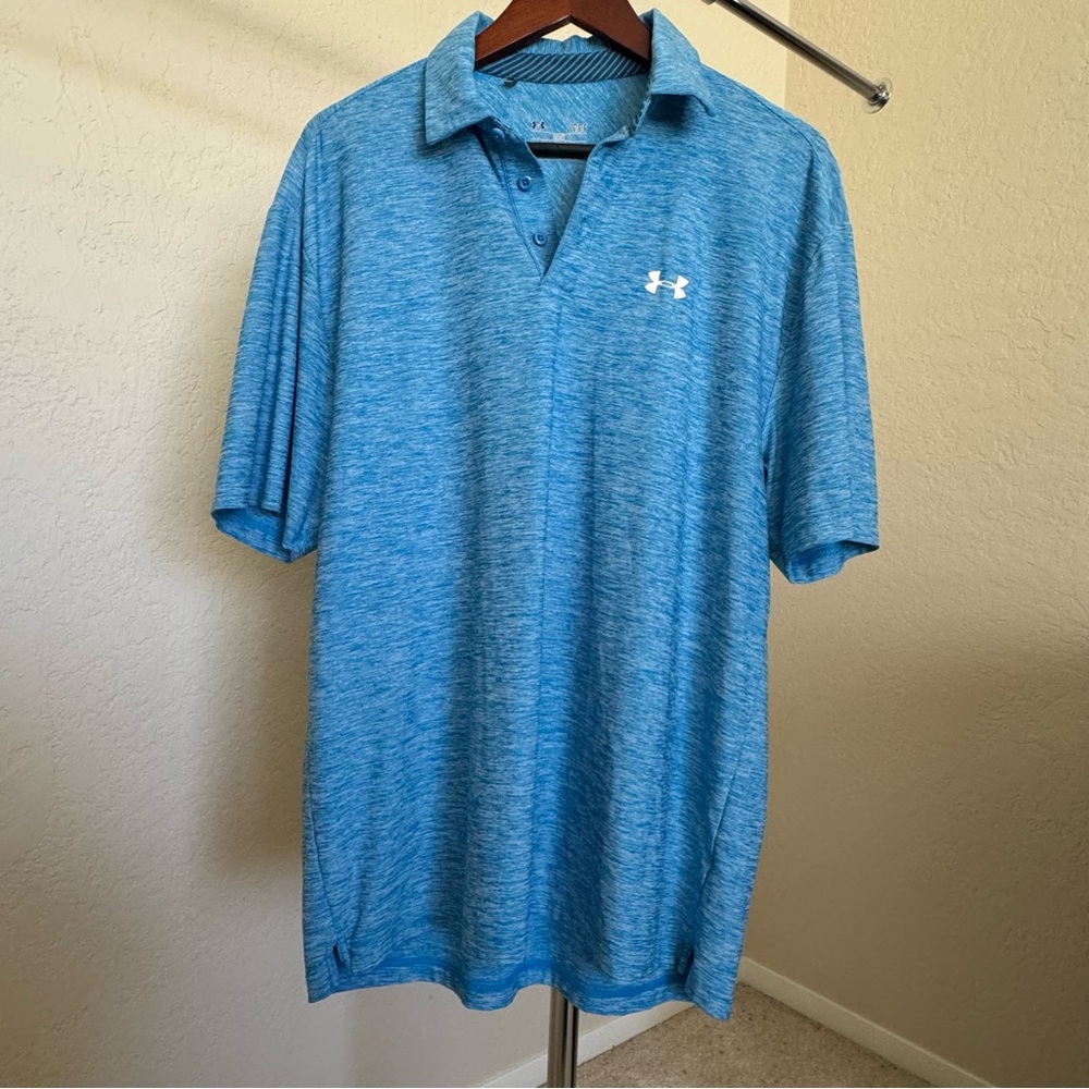 Under Armour Men’s Heathered Light Blue Performance Polo